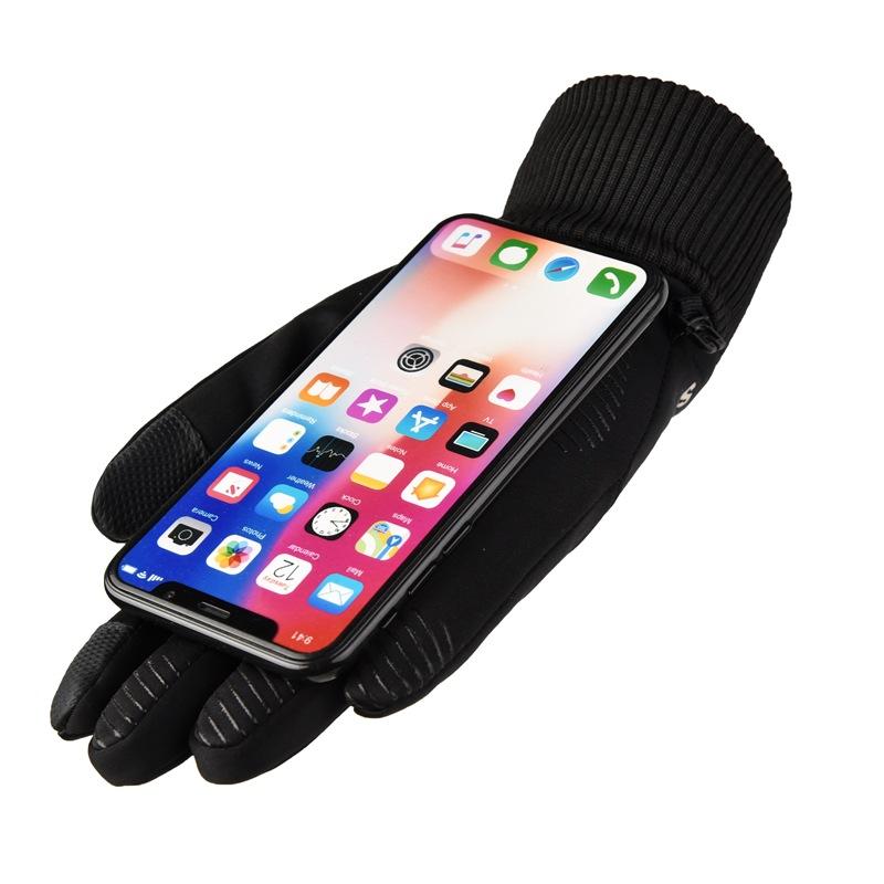 Sports Thermal Gloves Men's Winter Touch Screen Piled Thickened Outdoor Cycling Sports Mountaineering Outdoor Finger Gloves Men