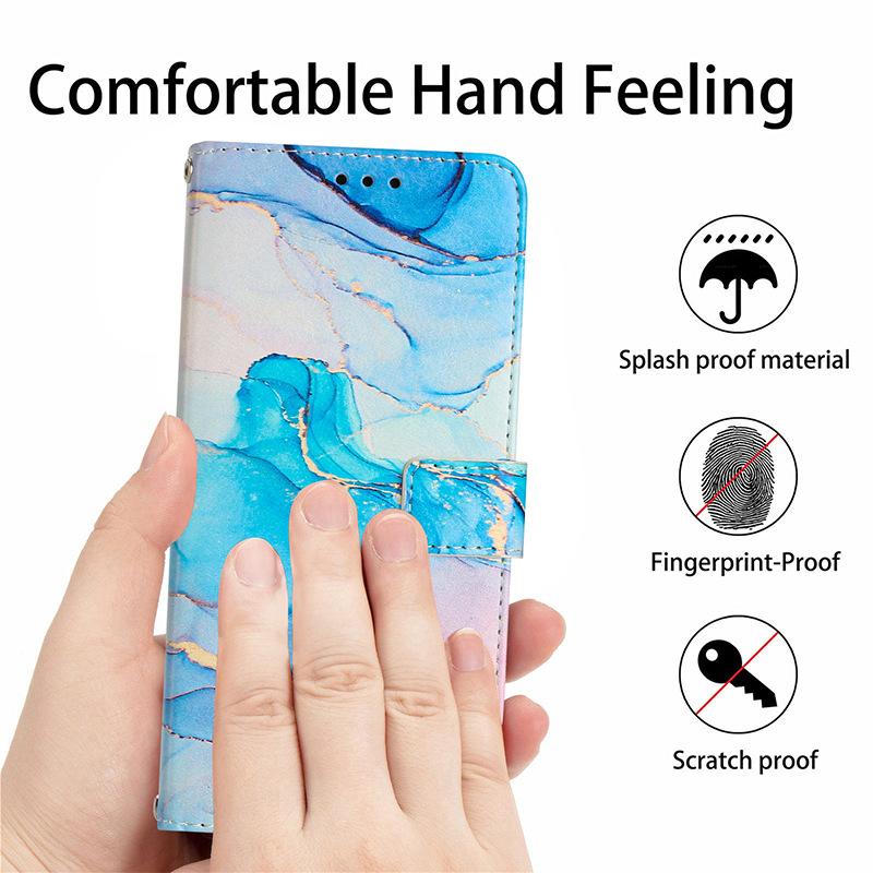 Applicable to Apple 16E mobile phone case iPhone15PROMAX mobile phone leather case flip painted marble protective case