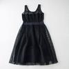 Socialite Temperament Hepburn Style Mesh Hollow Sleeveless Waist Hugging Slimming Dress Expansion Skirt Black Dress
