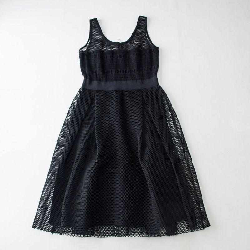 Socialite Temperament Hepburn Style Mesh Hollow Sleeveless Waist Hugging Slimming Dress Expansion Skirt Black Dress