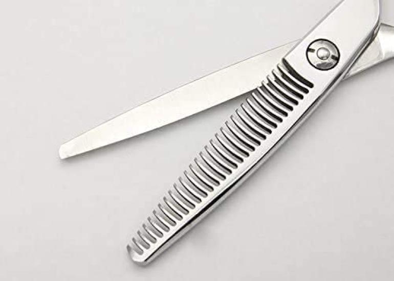 DEEDS Forged Professional Thinning Scissors with Glasses Handle 30 Thinning Japanese Scissors Hairdressers and Barbers (6.0 inches, teeth, 10-15%