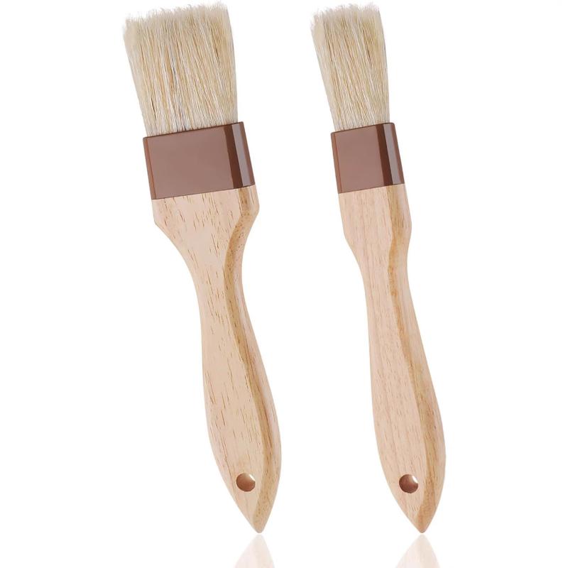 Kitchen Cooking Brushes Barbecue Oil Brush Wooden Handle Bristle Brushes Flat Pastry Baking Brush