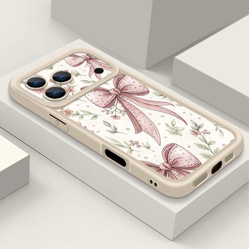 Soft TPU Phone Case For iPhone 17 Pro 15 16 Pro Max 14 13 Pro Max 16e 17e Shockproof Pink Bow Pattern Silicone Protect Cover