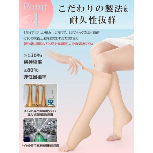MEDIKEN Compression Socks, Unisex, Suitable for Everyday Wear, General Medical Device, Swelling Relief, Lymphatic Relief, Leg Sculpting, Toeless Compr