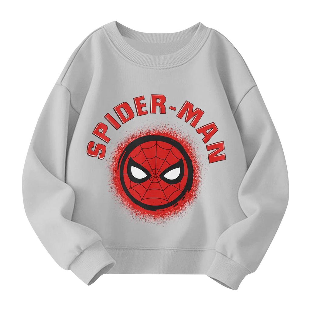 Boys and Girls Round Neck Plus Velvet Pullover Printed Top Sweatshirt