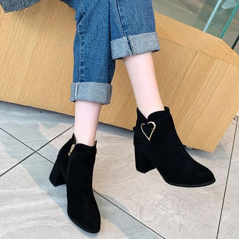 Fashion Very High Heels Booties Autumn Female Short Shoes New In Heeled Fashion 2024 Winter Comfortable and Elegant Women's Ankle Boots