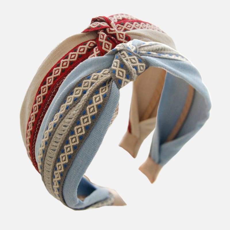 

J.Lauren Богемная льняная широкая повязка для волос H01424 Red