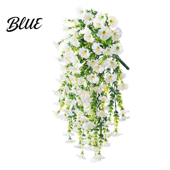 Wedding Artificial Flowers for Outdoor Fake Hanging Morning Glory with Eucalyptus Leaves UV Flower Bouquet Resistant Faux Plants Petunias