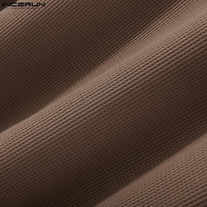 INCERUN Summer Men Short Sleeve Baggy O-neck Knit Loose Tee Tops