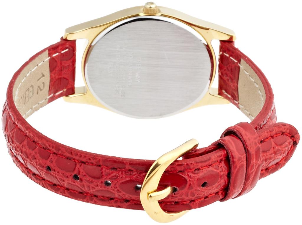 Citizen Q&Q Free Way AA95-9918 Solar Analog Watch, Women's, White x Red, Leather Band, Water Resistant