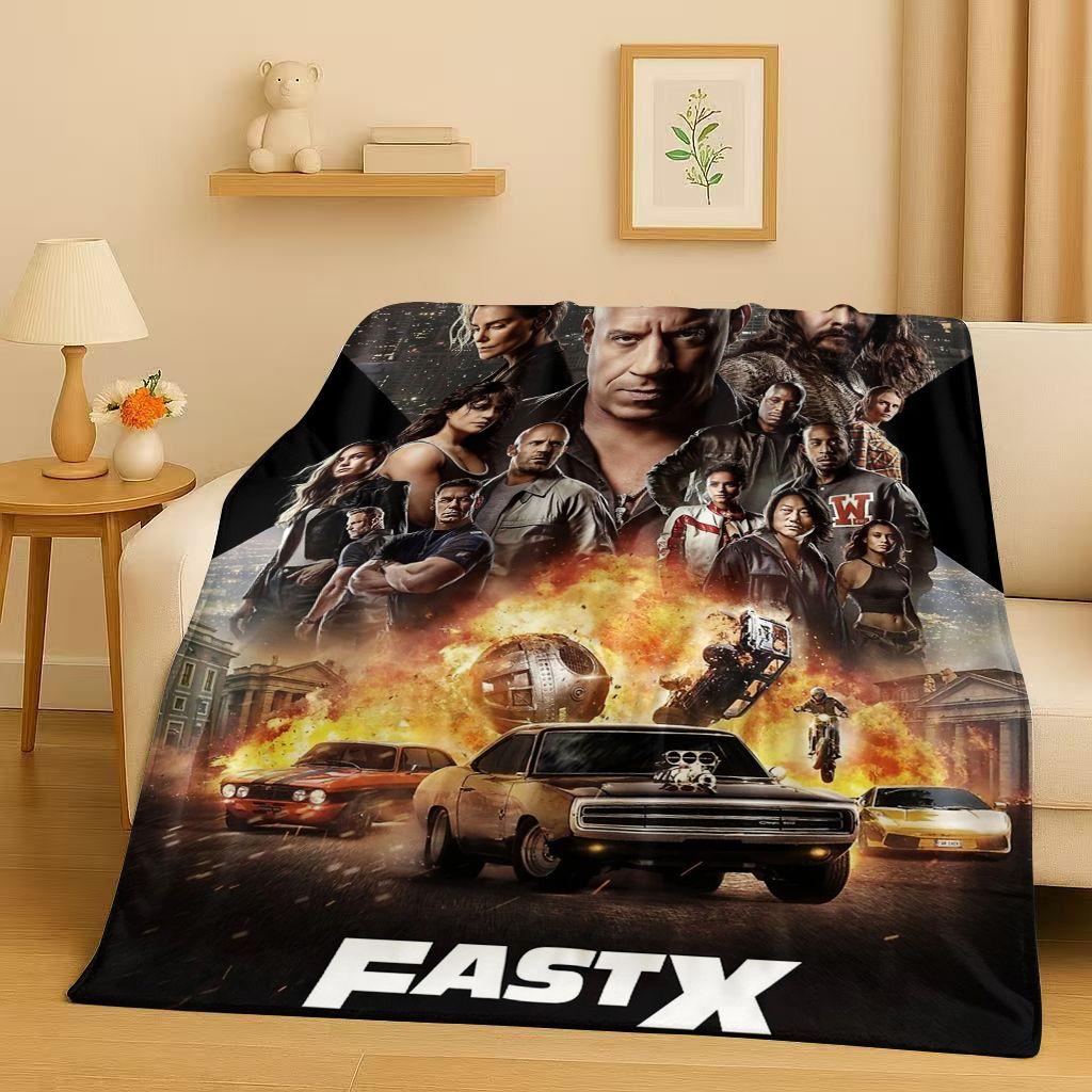 3D Szybcy i Wściekli Vin Diesel Samochód Wyścigowy Koc Flanelowy, Niezwykle Miękki Ciepły Pluszowy Koc na Domową Sypialnię Łóżko Kanapę Pokrowiec Piknik Dzieci