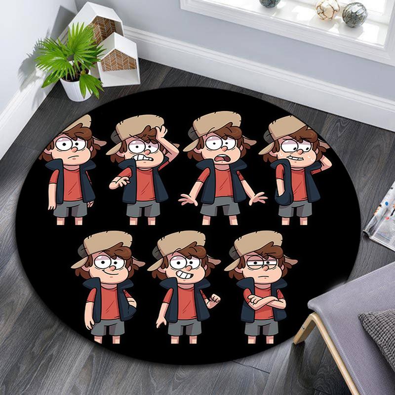 Dipper Pines pattern round rug,Carpet Rug for Living Room Bedroom Playroom ,Non-slip Floor Mat,Holiday Gifts and Birthday Gifts.