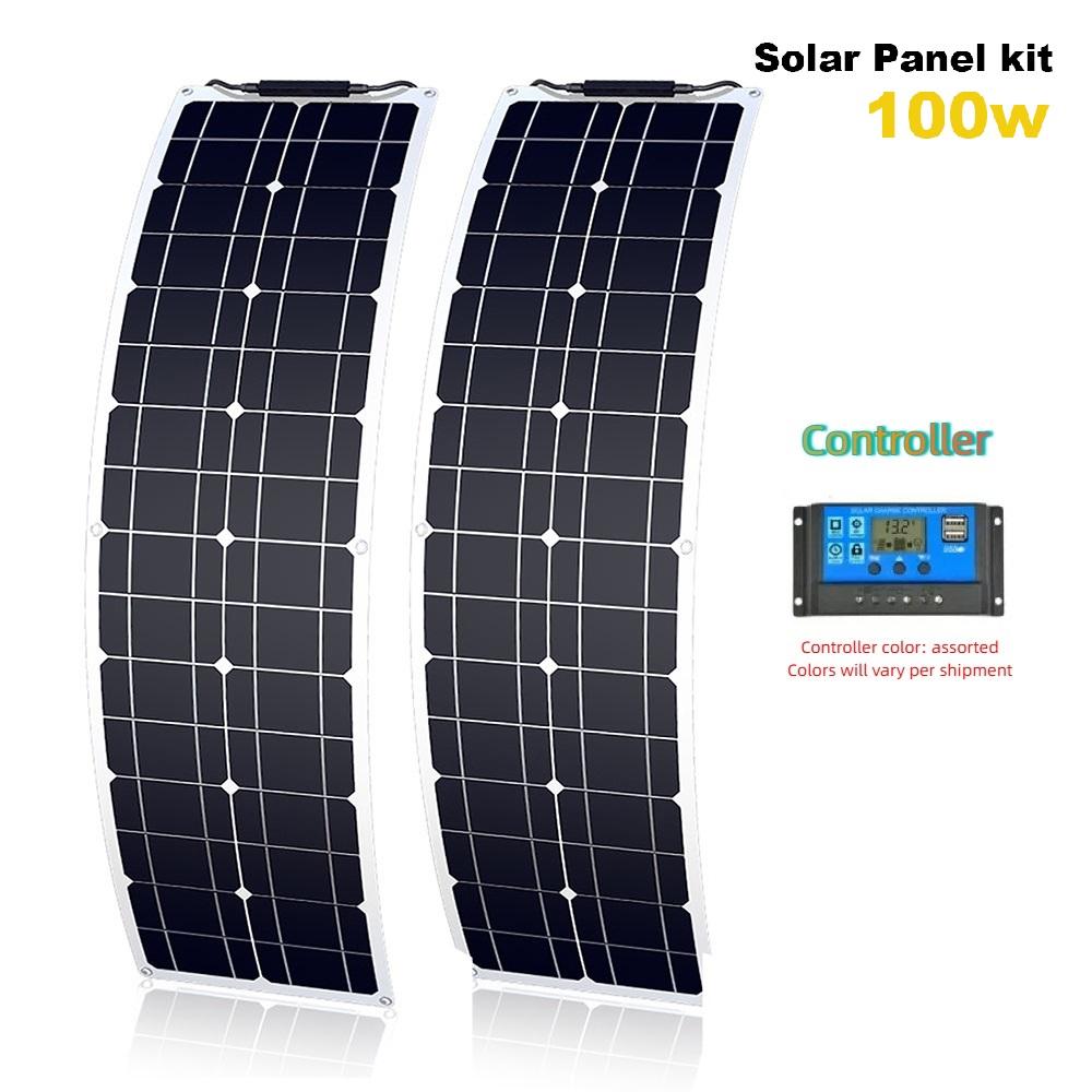 Pannello Solare 50W/100W Monocristallino Flessibile Kit Pannello Solare Sistema Caricabatterie