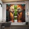 2pcs, 3d Elephant Curtain for Home Decor, Bohemian Rod Pocket Window, for Bedroom, Office, Kitchen, Living Room, And Study