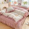 Class A Maternal Infant Grade Bed Cover 4-Pcs Set Of Thickened Padded Sheets 3-Pcs Set Of Small Bamboo Cotton Jacquard Quilt Cover Autumn  Winter
