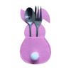4Pcs Easter Bunny Felt Cutlery Holder Bag Happy Easter Decorations for Home Tableware Accessories Rabbit Cutlery Cover Bag Table