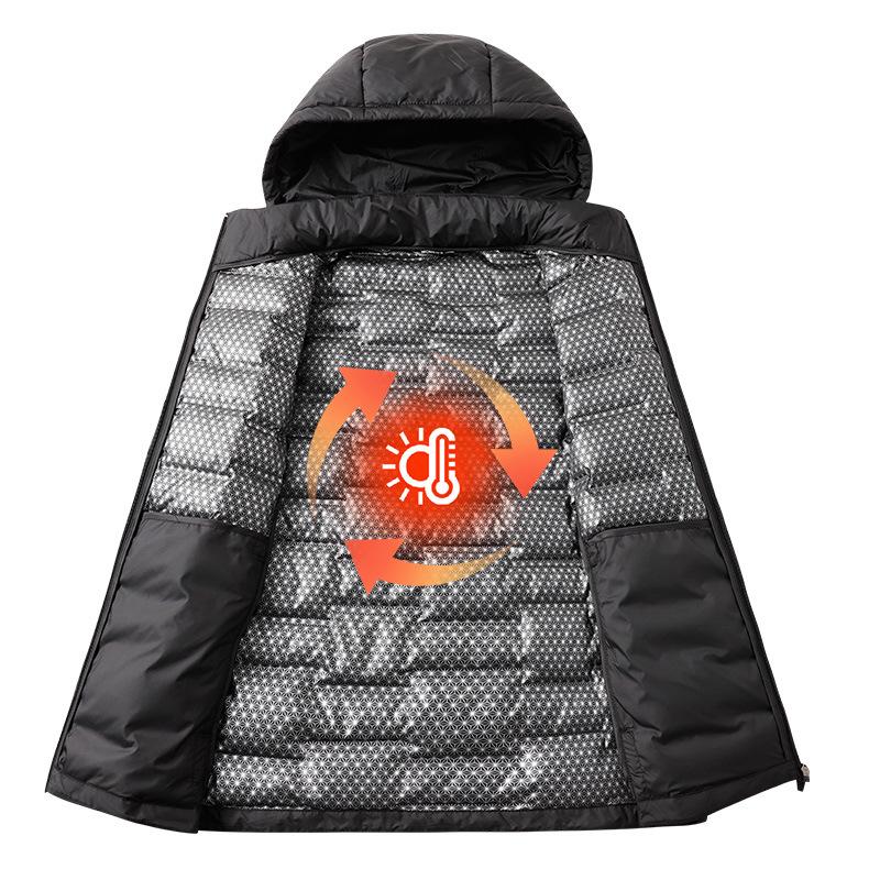 Zimní nová pánská péřová bunda s kapucí, vnitřní grafenová vrstva, outdoorová, lehká a tenká, větruodolná, teplá dámská bunda