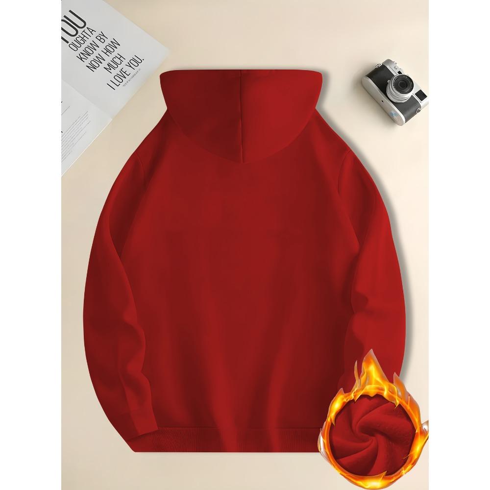 Men's Hooded Sweatshirt with Loose Winter Warmth, Kangaroo Pocket, Long Sleeved Casual Sportswear, Suitable for Cold Weather