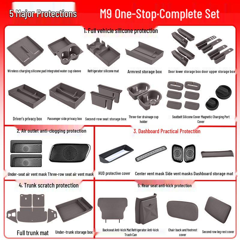 Essential Silicone Mat Set for AITO M7, M8, M9 Interior Decoration - Fits 26 Models