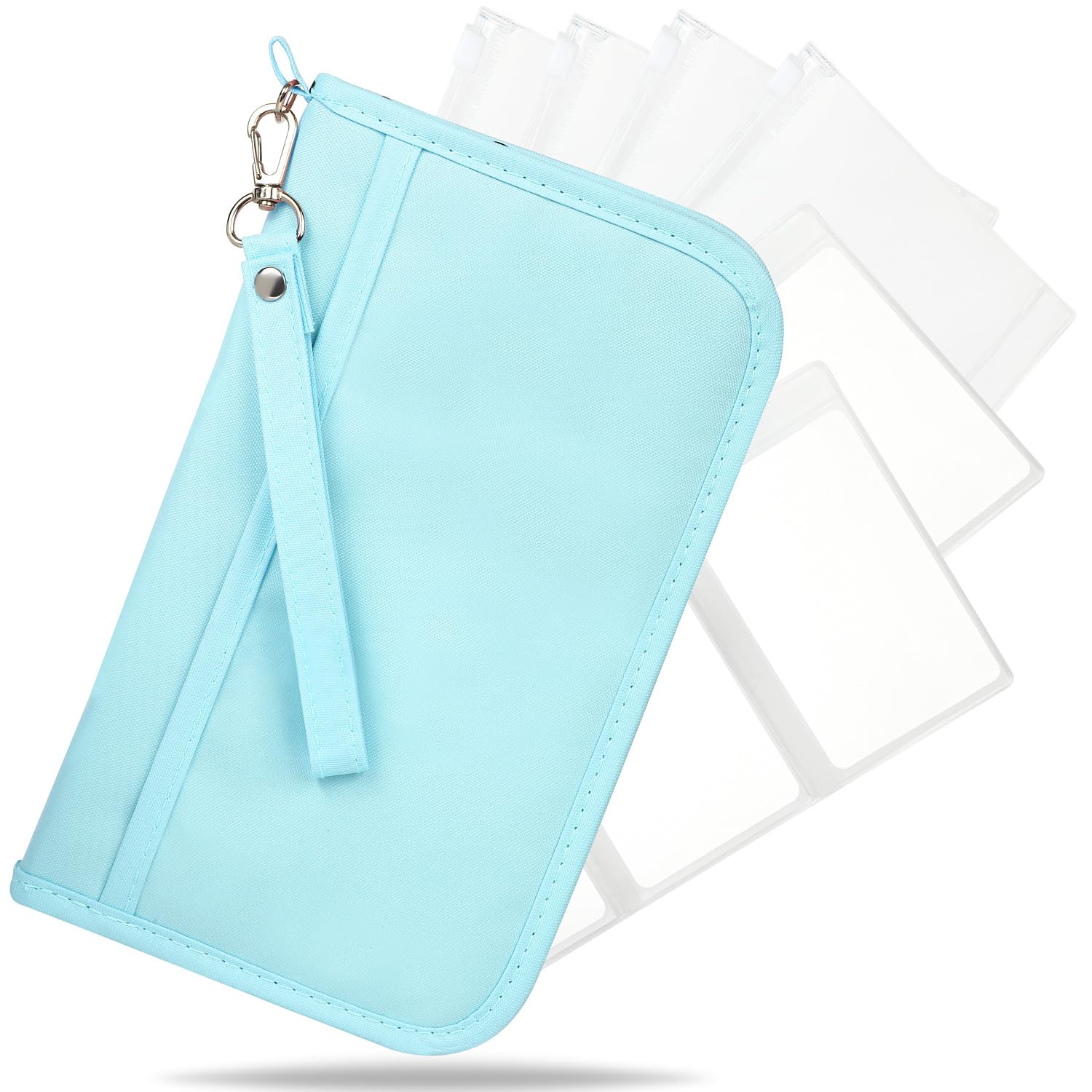 

Бытовой органайзер-кошелек для сбережений, чехол для паспорта, подарок, большая вместимость, полиэстер, прозрачные чехлы на молнии, 2 прозрачных отделения для карт, аква [FeasibleSite] [Развивать навыки] (4 +