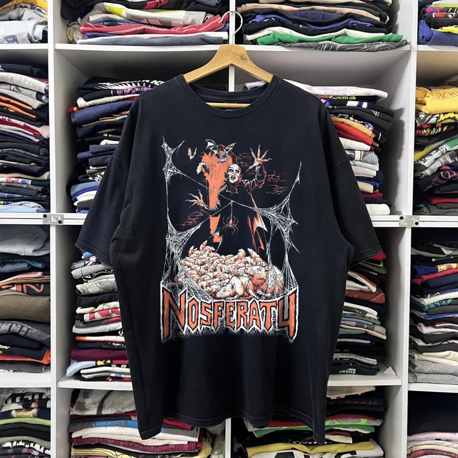 Nosferatu Horror Movie Tee Halloween Dracula Vampire Spooky | Vintage T-Shirt Mens Womens Tees Top XL