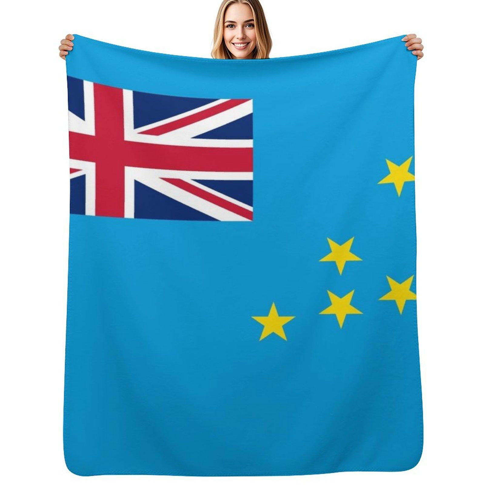 Flag of Tuvalu Throw Blanket Decorative Soft Throw Blanket for Couch Sofa Size: 75*100cm, Weight: 230 GSM