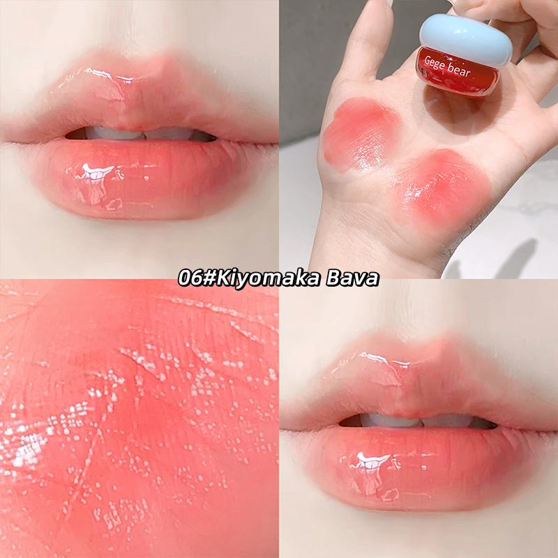 

GEGE BEAR Mirror Lip Glaze, насыщенный цвет губной помады в маленьком круглом горшочке, нежная текстура и натуральный цвет