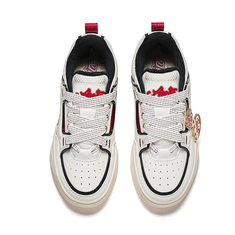 New Anta Low-Top Skateboard Shoes Women's White Black Red 122518040-14