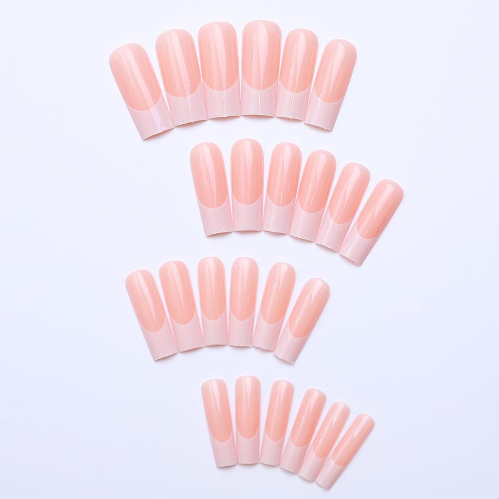 Elegant French White Detachable Press-On Nails with Long Pipe Wearable Tips