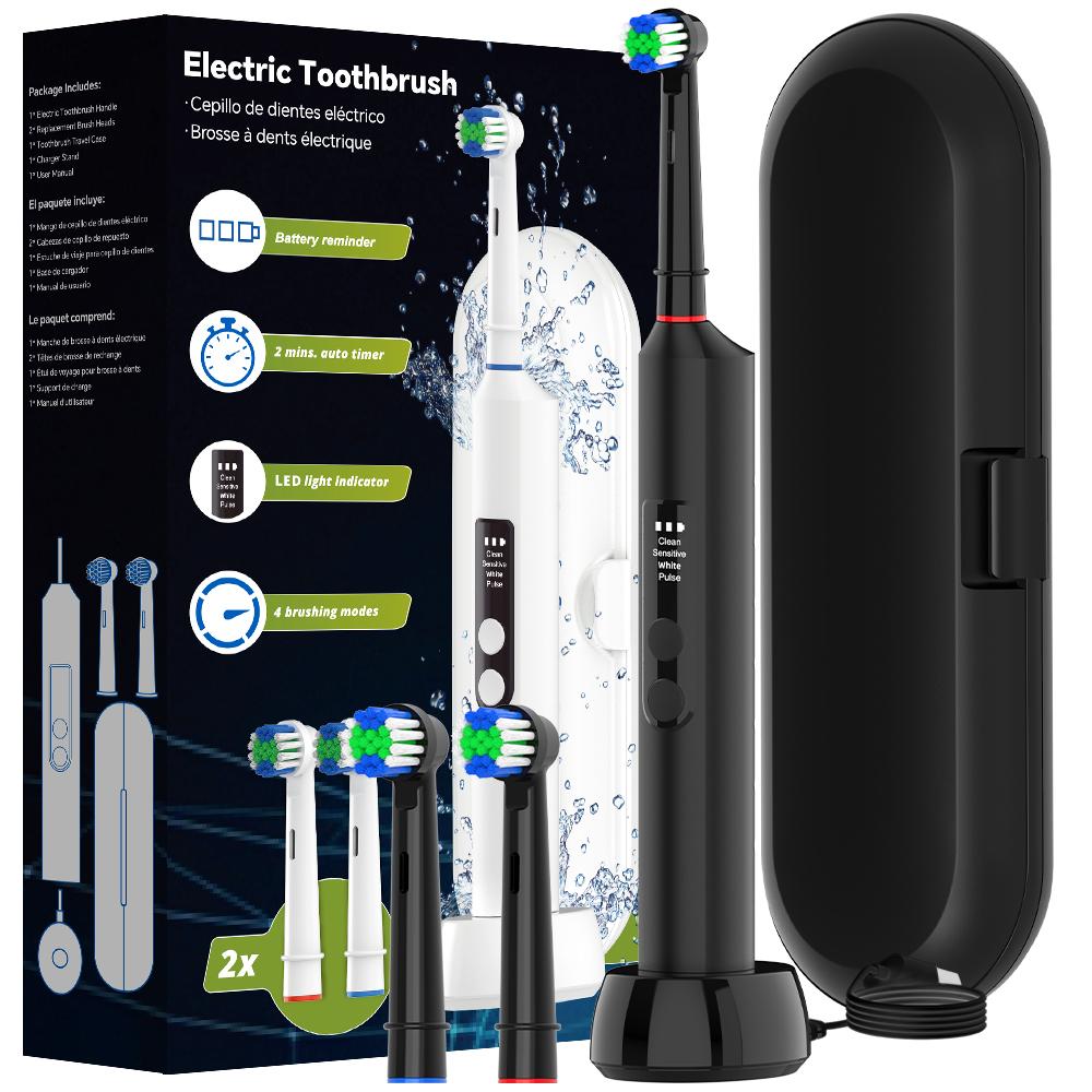 Wireless Charging Electric Toothbrush - 4 Modes & Smart Timer, Protable Electric Toothbrushes Compatible with Oral B Brush Head