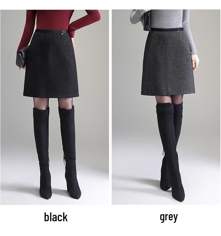 Gonna A-line in Tweed con Paillettes a Vita Alta Autunno/Inverno 2025