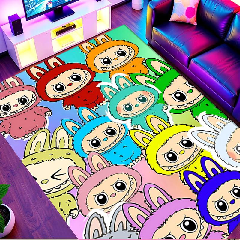 Labubu Print Rug, Washable Floor Carpet, For Entryway Dorm Laundry Room Office Study, Home Decor Birthday Christmas Gift