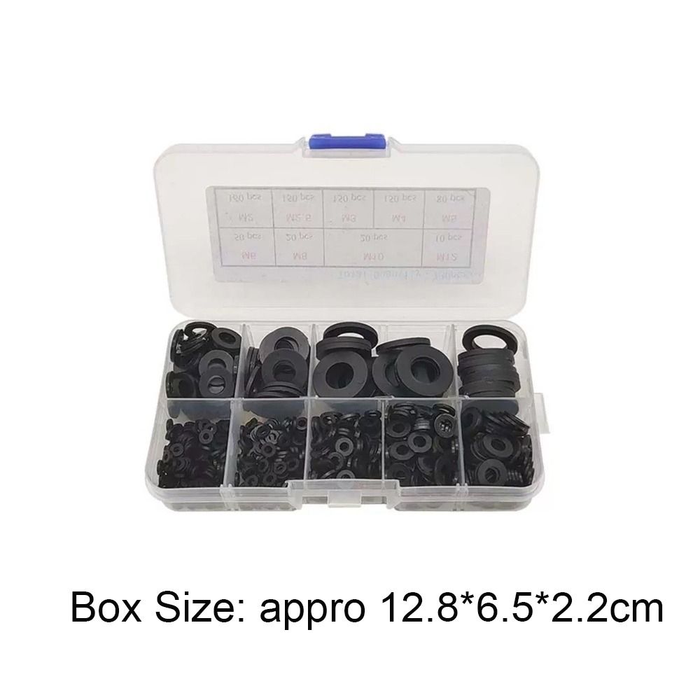 210/350/500pcs Black White Nylon Washers Multi-Size Gasket Ring Kit  Automotive Maintenance