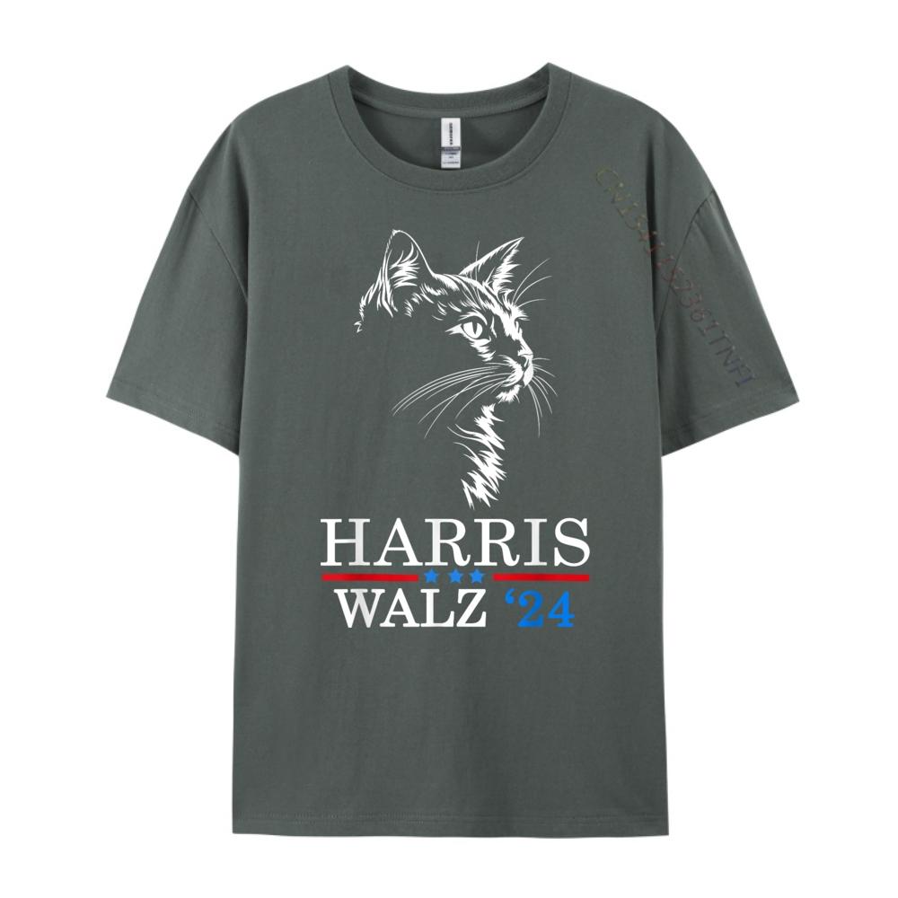Harris Waltz 2025 Election Kamala Harris Cat Lady Mens Designer T Shirt Men Short Sleeve Tee Gothic Style