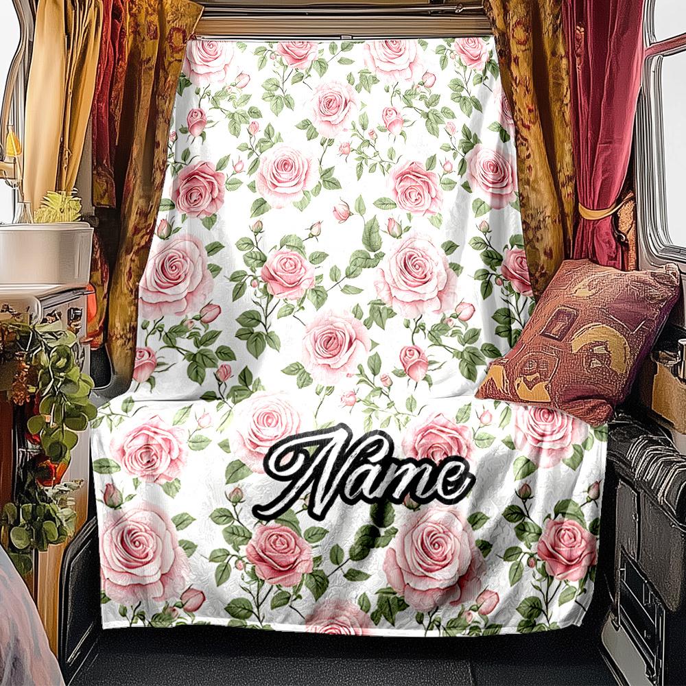 Elegant Rose Garden Floral Design Artwork Blanketcustomizable With Your Namecomfortable And Stylish Perfect For Travel Beds Chairs Offices Sofas