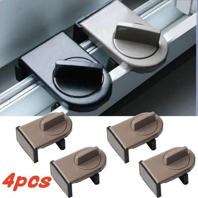 4 Pcs Window Safety Lock Aluminum Alloy Sliding Lock Sliding Door Anti-theft Lock Adjustable Buckle Window Stopper Lock for Home