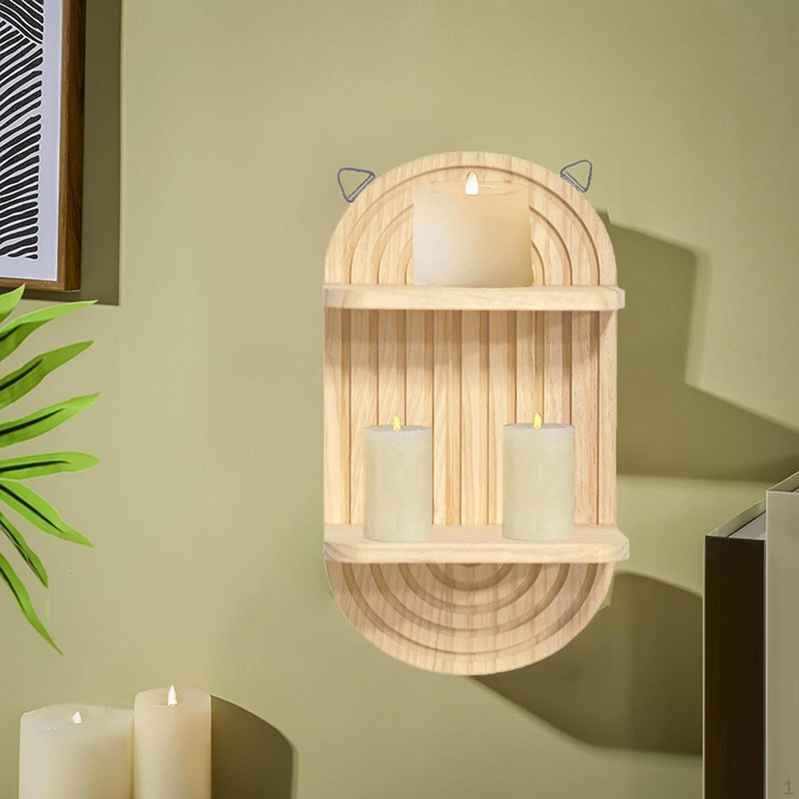 

Boho Shelf Wall Decor Float Display Nursery Mount Wooden Hanging Rack for Hallway 18cmx35cm