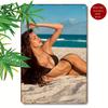 2D Vintage Metall Wanddeko Strand Bikini Mädchen Poster - Langlebige Eisen Hängekunst für Zuhause Schlafzimmer Bar Badezimmer Musikzimmer