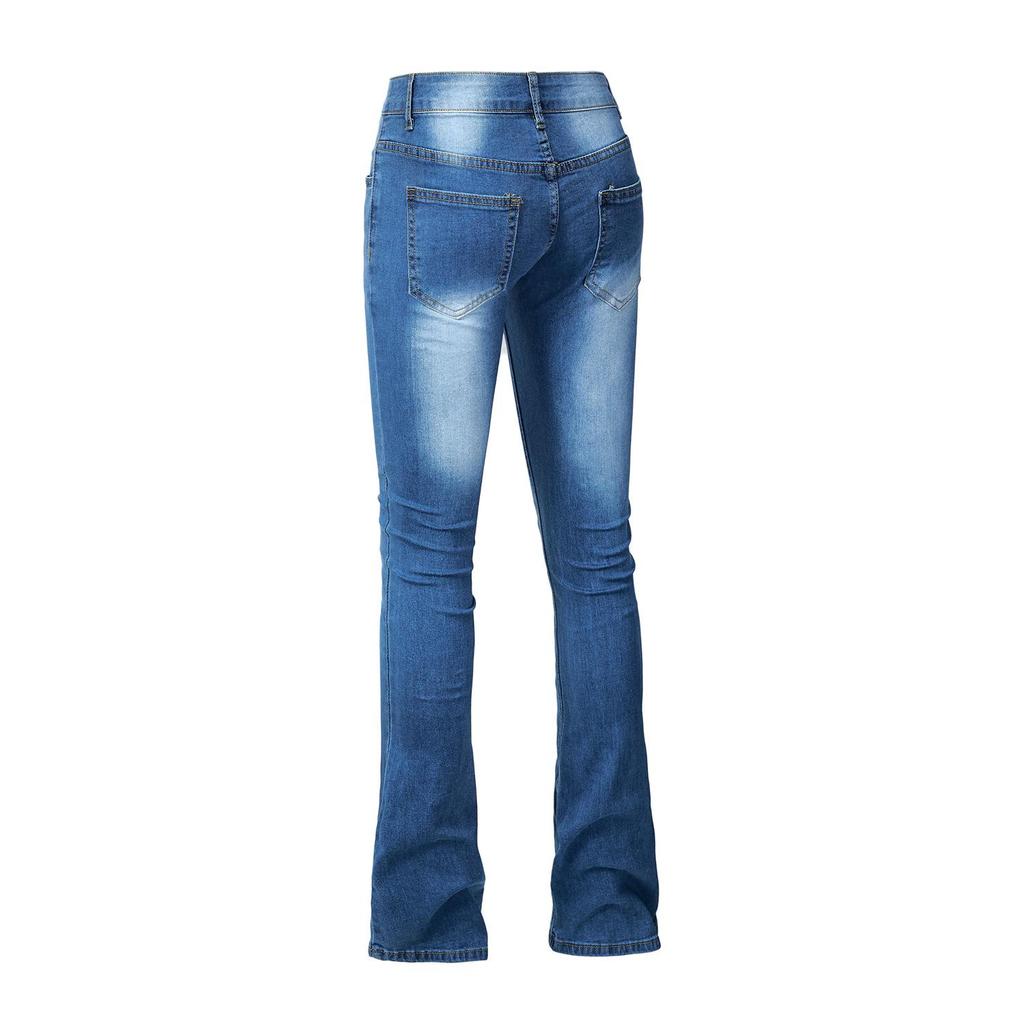 European & North American Women's Elastic Bell Bottom Fringe Jeans