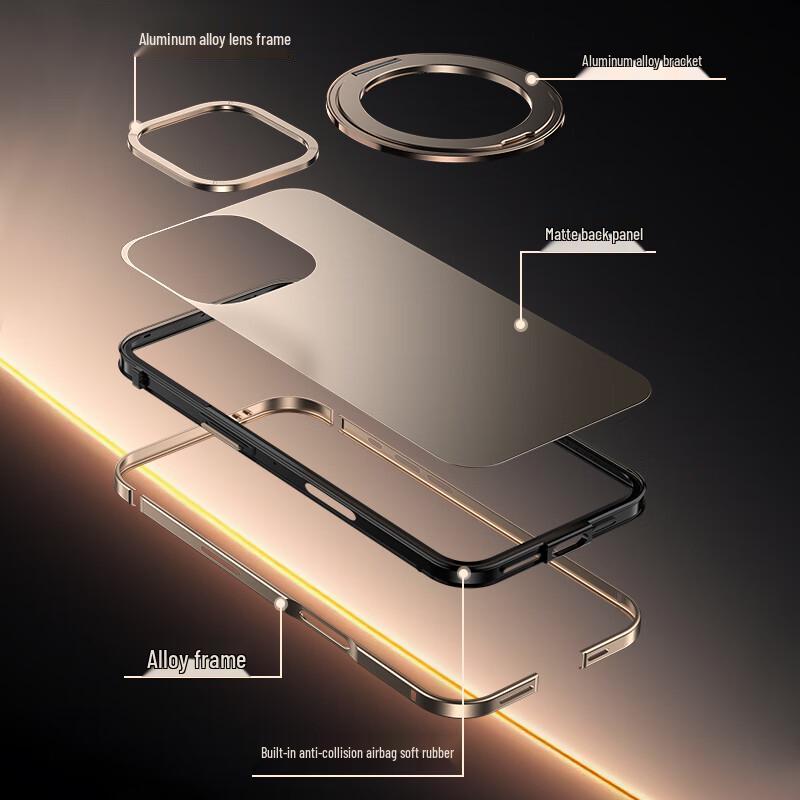IM-CHEN MagSafe Alloy Frame Rotating Stand iPhone Case