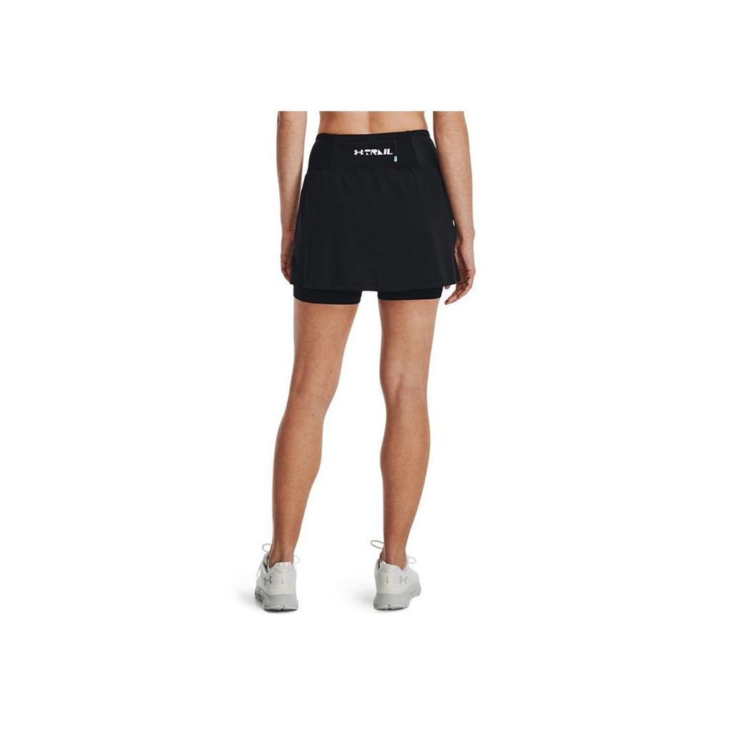 Under Armour UA Series Speedpocket Trail Solid Color Elastic Waist A-Line Comfortable Sports Casual Skirt Women Skirts Black 1369793-001