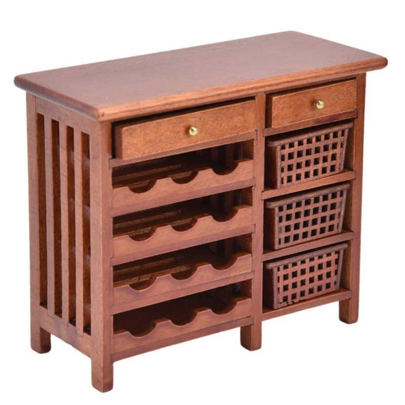 Doll House Wine Display Cabinet With Intricated Detail For 1/12 Scale Miniature Furniture Dinning Room Scene Arrangement