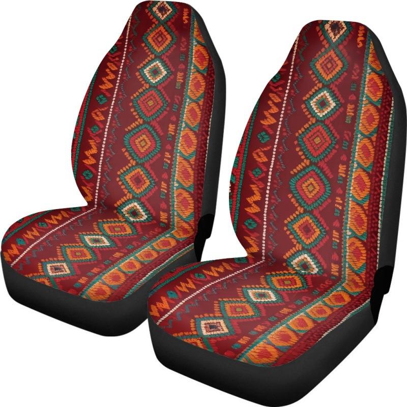 Car Universal Seat Cover Elastic Polyester Cloth Tribe Geometric Pattern Car Seat Cover