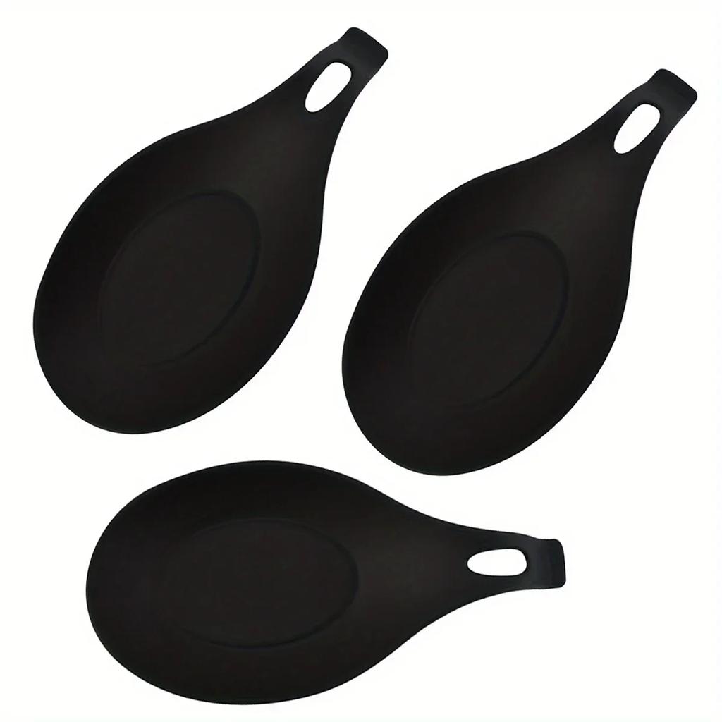 1/2/3pcs-Silicone Spoon Rest Spatula Holder Heat Resistant Utensil Placemat Tray Kitchen Tools
