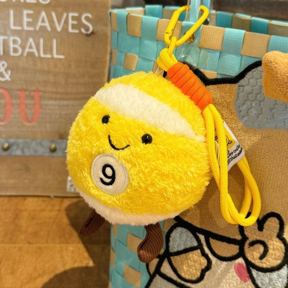 Soft Billiards Plush Key Ring 6 Colors Backpack Key Chain Billiard Balls Pendant Christmas