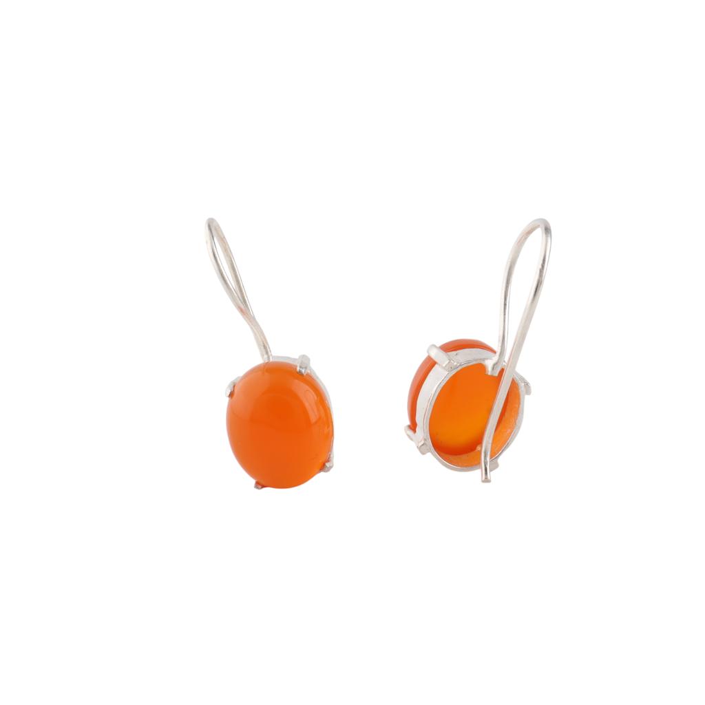 Přírodní karneolový drahokam 925 Sterlingové stříbro Ručně vyráběné visací náušnice 1,05" EE-173-24