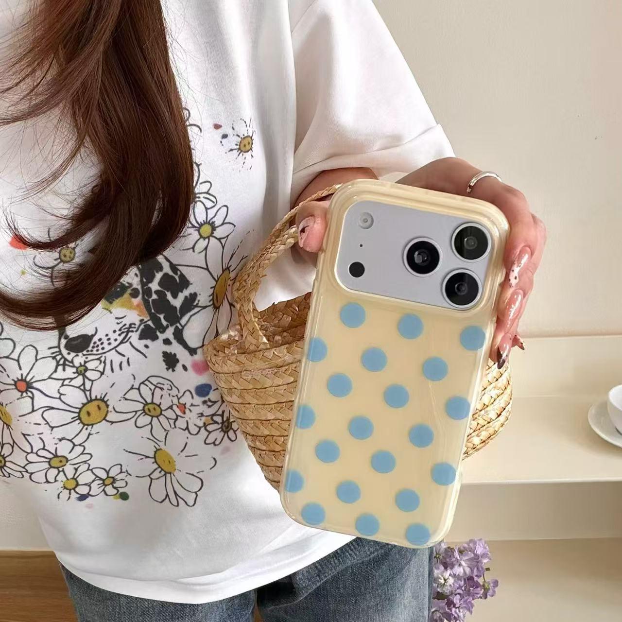 

Polka Dot Macaron Shell Case for Apple 17 Pro Max/Pro, Fits 16/15, Cross-Border 14 17 Pro жёлтый