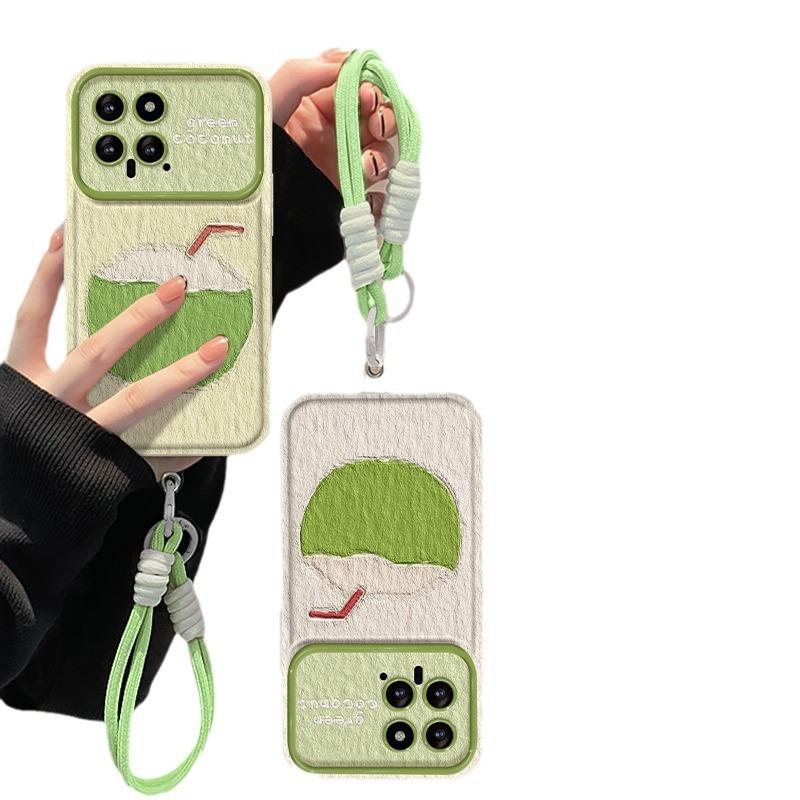 

Suitable for Xiaomi 14/13pro Mobile Phone Case Redmi K70/60/50 Texture Coconut Lanyard 12/11 Flip Mirror Redmi Note 9 Pro