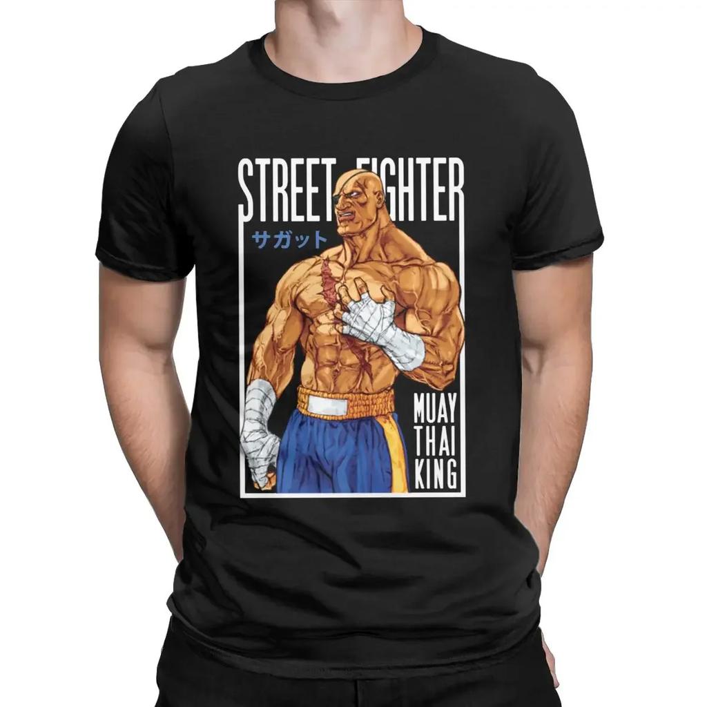 Street Fighhtter Sagat  Muay Thai Gaming Hadouken T Shirt for Men Casual Modal Tees Short Sleeve T Shirt Crewneck Tops