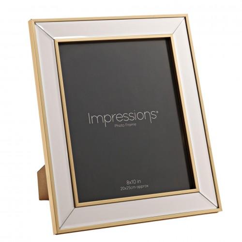 Impressions Mirror Photo Frame Gold Border Corner Bevel 8 X 10 oro